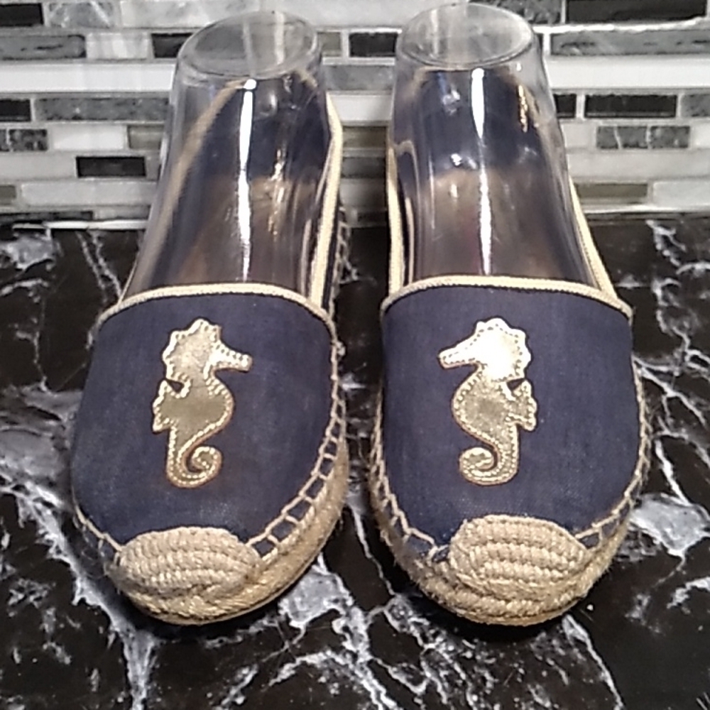 Lilly Pulitzer 6 espadrille canvas beachcomber nautical sea horse SIRENS - Picture 2 of 8